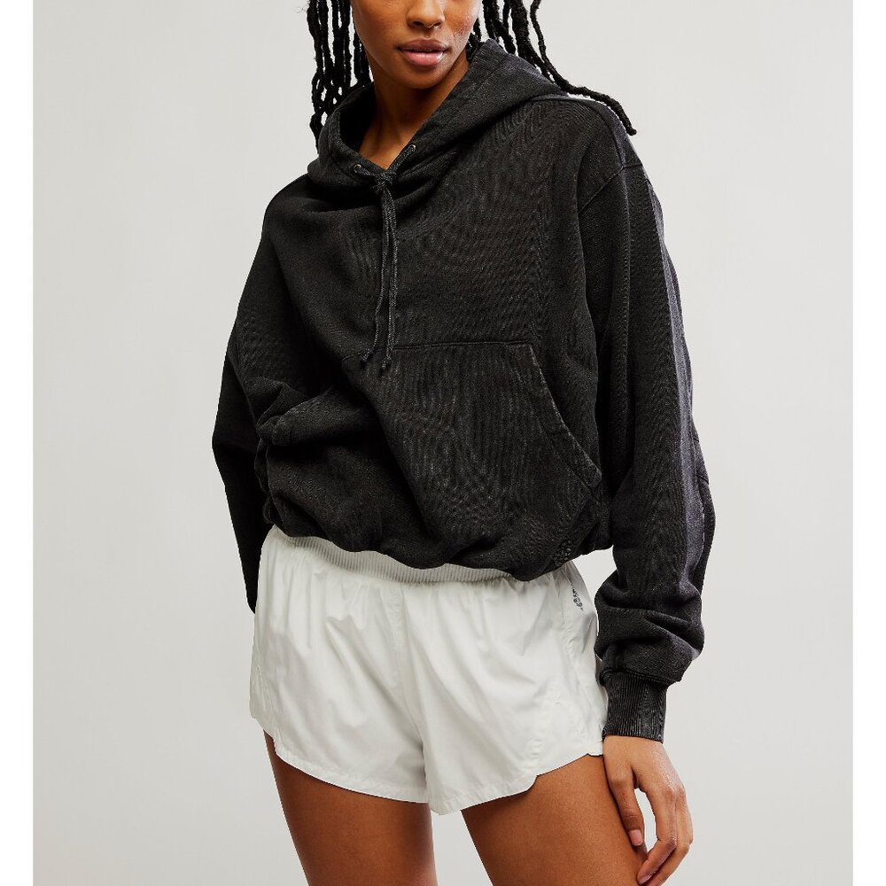 FP Movement by Free People Black Cropped Pullover Hoodie